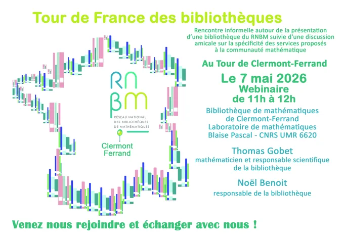 flyer du webinaire représentant la France dont les frontières sont dessinées avec des dos de livres