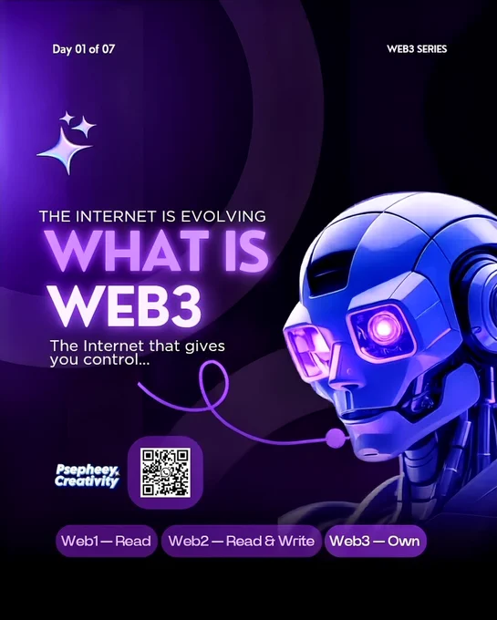 The internet has had 3 eras.

Web1📍you could only read it.
Web2 📍 you could read & write, but Big Tech owned everything.
Web3 📍 you read, write, and own.

Your data | Your assets | Your identity 

No middleman, No permission needed.
That's the promise of Web3 an internet built for users, not corporations.

🧵 Follow this week 📌I'm breaking down Web3 one concept a day, from scratch.

Day 1: What is Web3?
#Web3Week #Web3 #Blockchain #Crypto101 #LearnWeb3