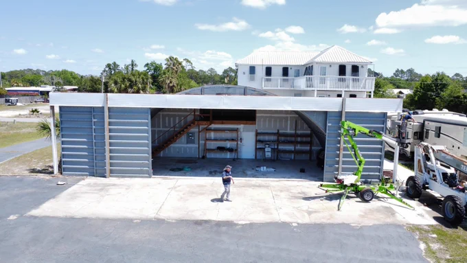Small Hangar is getting new paint; it will house large drones for training & testing.
