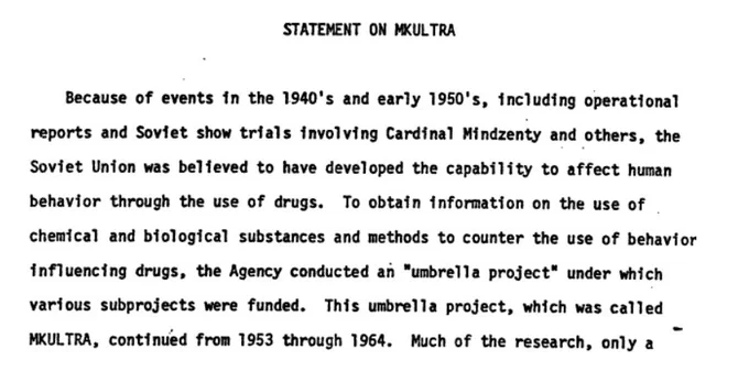 Outro documento interno da CIA sobre o projeto
