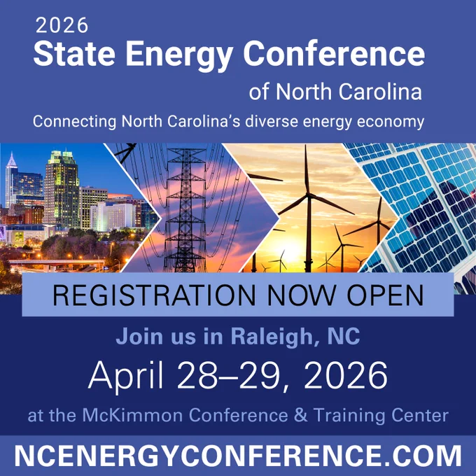 2026 State Energy Conference of North Carolina. Connecting North Carolina's diverse energy economy. Registration now open. Join us in Raleigh, NC April 28-29, 2026 at the McKimmon Conference and Training Center. ncenergyconference.com