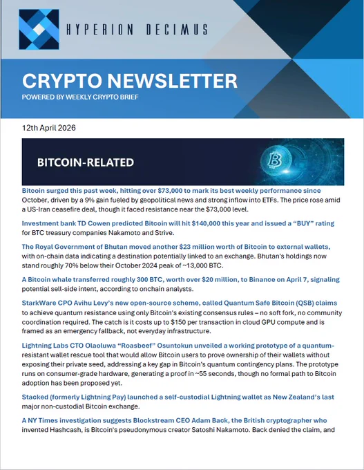 HD Crypto Newsletter | Week of April 12th, 2026