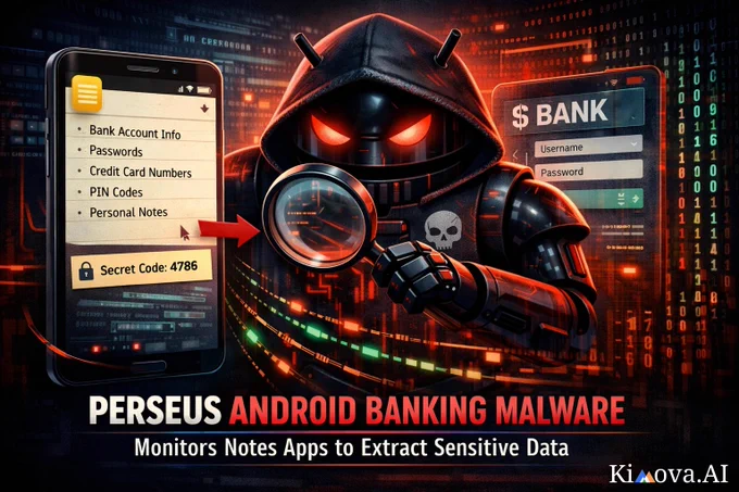 Perseus is a sophisticated Android banking malware family disclosed in March 2026 by researchers at ThreatFabric that evolved from the Cerberus and Phoenix lineages. Distributed primarily through dropper apps masquerading as IPTV services, the malware is designed for comprehensive device takeover (DTO) and financial fraud. Its most distinctive feature is a specialized capability that uses Accessibility Services to programmatically extract sensitive data—such as passwords, cryptocurrency recovery phrases, and MFA codes—from popular note-taking applications like Google Keep, Samsung Notes, and Microsoft OneNote. Beyond this focus on unstructured personal data, Perseus employs advanced evasion tactics by calculating a "suspicion score" based on hardware and environment checks to identify and avoid security sandboxes. Current campaigns are heavily concentrated in Turkey and Italy, though they have also been detected across other parts of Europe and the Middle East.