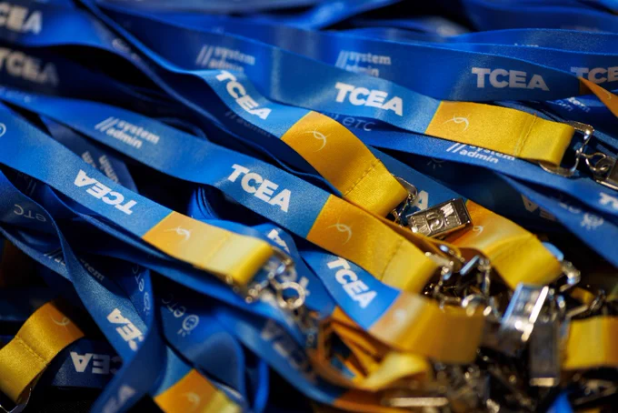 Photo of TCEA lanyards. 