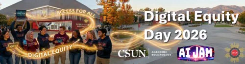 Group of diverse people celebrating Digital Equity Day 2026 outdoors with autumn trees and mountains in the background.