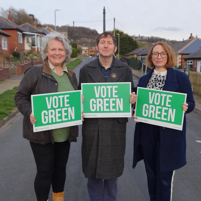 Green candidates Gill Manojlovic, Ian Pepper and Rachele Pipe for the new Wainhouse ward in Calderdale 