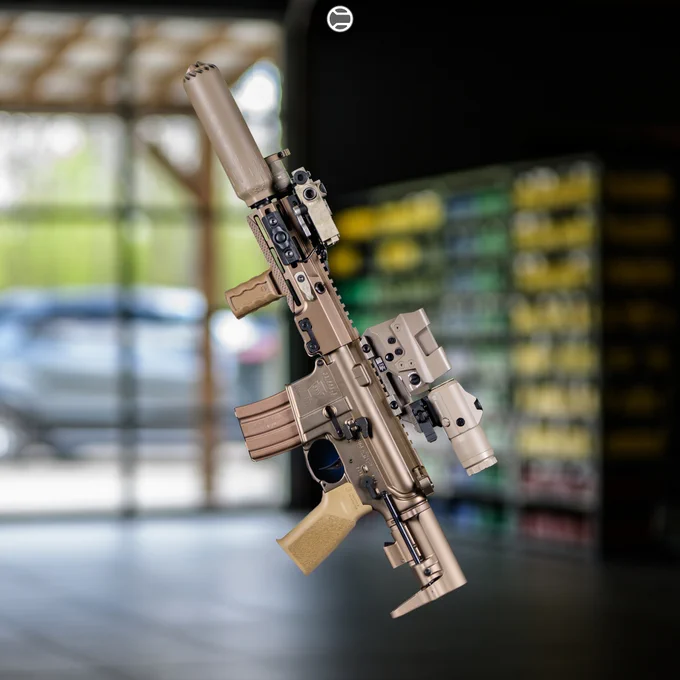 RailScales RSBM-P Polymer M-LOK VFG, G10 XOS-H & XOS-W M-LOK Scales (Matrix, TerraCore, 3-Slot Length), LAO Sling Mount, Hardtop Mount for Scout Light Pro Lights, MonoLift Riser | Geissele 8.0" 300BLK GFW SBR w/ HUXWRX Flow 762Ti Suppressor, Surefire M340V-Pro Scout Light Pro IR Light w/ CSM-07 Switch and Geissele Vampire Scout Throw Lever, Steiner Optics DBAL-I2 Laser, Dura Mag 20rd Bronze Magazine, Sig Sauer Romeo8T RDS & Juliet4 Magnifier, LBT Inc Ultra-Light 2-Point Padded Sling w/ Blue Force Gear ULoop Sling Attachments. 