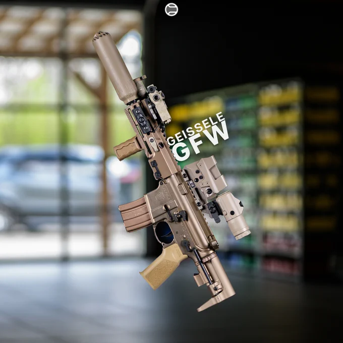 RailScales RSBM-P Polymer M-LOK VFG, G10 XOS-H & XOS-W M-LOK Scales (Matrix, TerraCore, 3-Slot Length), LAO Sling Mount, Hardtop Mount for Scout Light Pro Lights, MonoLift Riser | Geissele 8.0" 300BLK GFW SBR w/ HUXWRX Flow 762Ti Suppressor, Surefire M340V-Pro Scout Light Pro IR Light w/ CSM-07 Switch and Geissele Vampire Scout Throw Lever, Steiner Optics DBAL-I2 Laser, Dura Mag 20rd Bronze Magazine, Sig Sauer Romeo8T RDS & Juliet4 Magnifier, LBT Inc Ultra-Light 2-Point Padded Sling w/ Blue Force Gear ULoop Sling Attachments. 