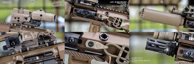 RailScales RSBM-P Polymer M-LOK VFG, G10 XOS-H & XOS-W M-LOK Scales (Matrix, TerraCore, 3-Slot Length), LAO Sling Mount, Hardtop Mount for Scout Light Pro Lights, MonoLift Riser | Geissele 8.0" 300BLK GFW SBR w/ HUXWRX Flow 762Ti Suppressor, Surefire M340V-Pro Scout Light Pro IR Light w/ CSM-07 Switch and Geissele Vampire Scout Throw Lever, Steiner Optics DBAL-I2 Laser, Dura Mag 20rd Bronze Magazine, Sig Sauer Romeo8T RDS & Juliet4 Magnifier, LBT Inc Ultra-Light 2-Point Padded Sling w/ Blue Force Gear ULoop Sling Attachments. 