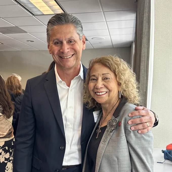 CSU Chancellor Mildred Garcia poses with College Futures Foundation President Eloy Ortiz Oakley.