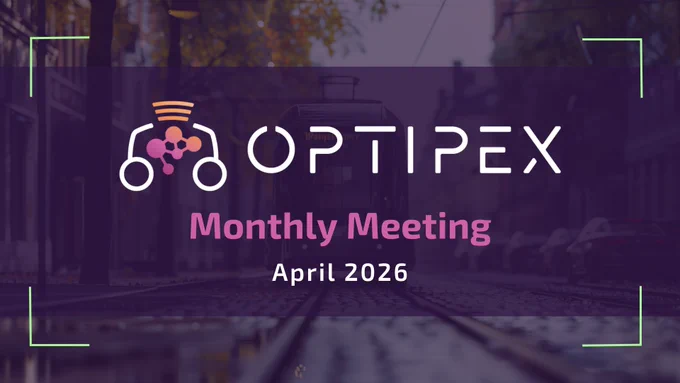 Image shows a purple title card with the OptiPEx logo and the following text: 'OptiPEx Monthly Meeting April 2026'.