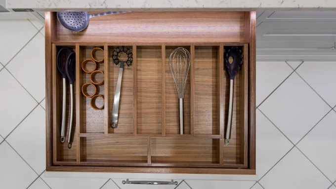large wooden cutlery drawer