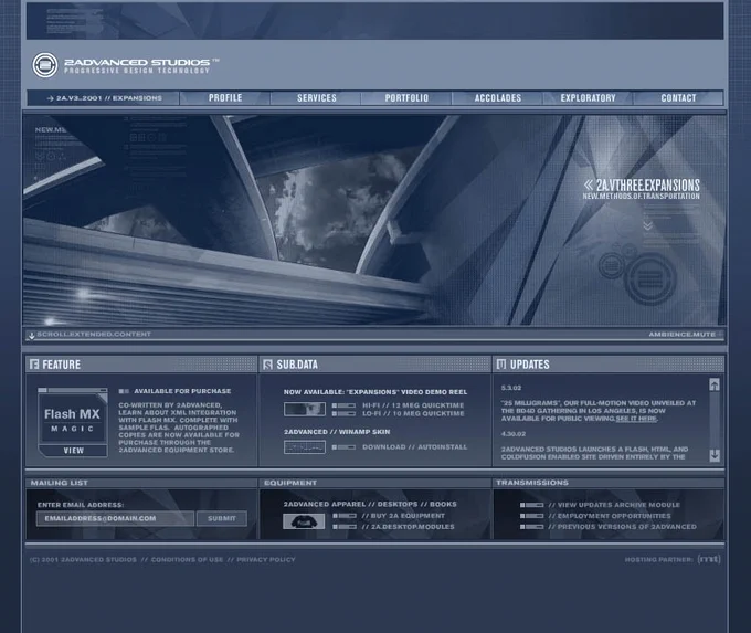 2Advanced Studios v3 website in 2001
