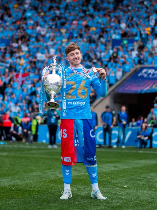Josh Eccles with the Sky Bet Championship trophy.