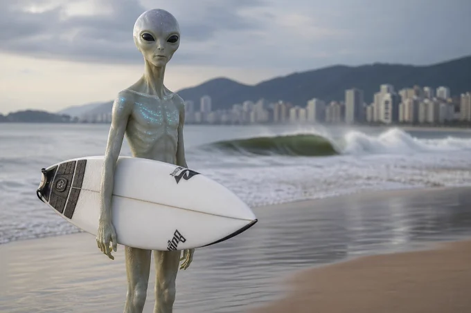 Boa tarde 👽🌊

Direto de outro planeta, mas já de olho no pico… parece que o surf realmente não tem fronteiras.

Até quando não tem onda perfeita, sempre tem alguém pronto pra tentar.
