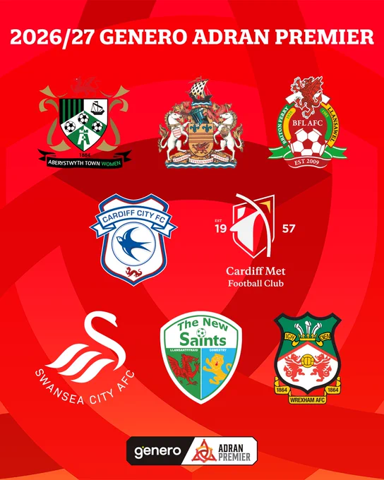 2026/27 Genero Adran Premier 
Aberystwyth Town
Barry Town United
Briton Ferry Llansawel
Cardiff City
Cardiff Met
Swansea City
The New Saints
Wrexham