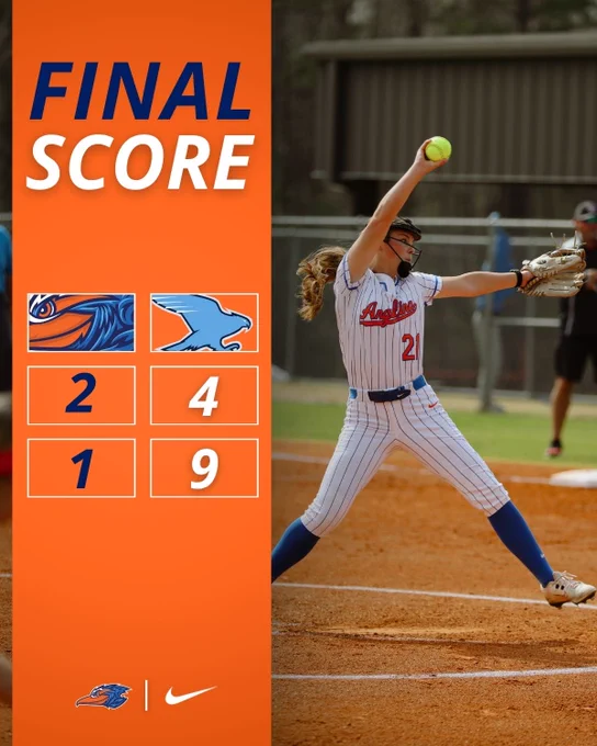 Final score game 1 Angelina 2 Lamar 4 game 2 Angelina 1 Lamar 9