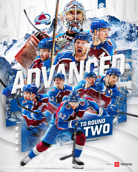 Avalanche advance to round two of the Stanley Cup playoffs.

Presented by Toyota