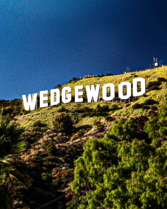 The Hollywood sign, but make it Wedgewood.