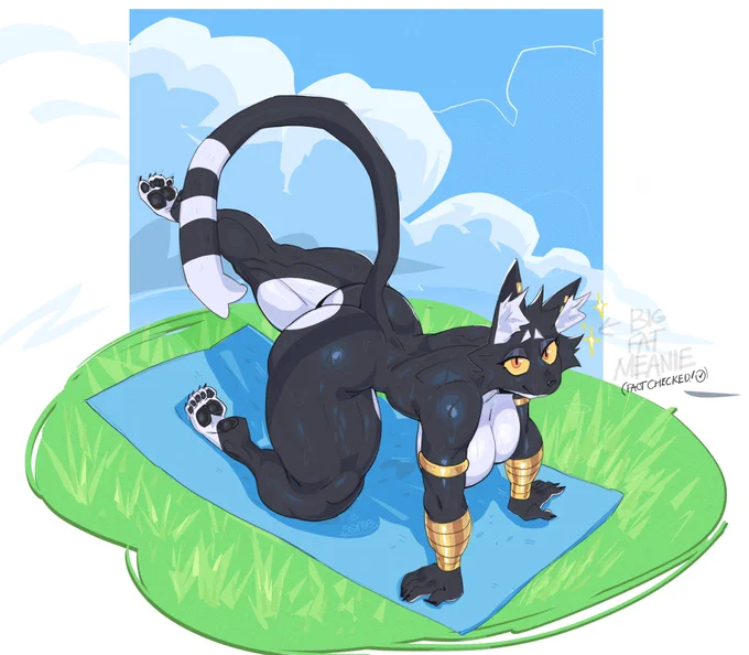 This FAT ASS is doing yoga in a field, I mean who does that?!!!