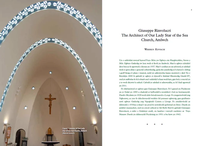 The first two pages of the paper Giuseppe Rinvolucri, The Architect of Our Lady Star of the Sea Church, Amlwch