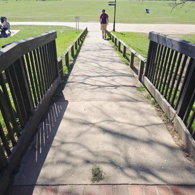 walking over the maintenance bridge, Tonbridge into the Racecourse sportsground