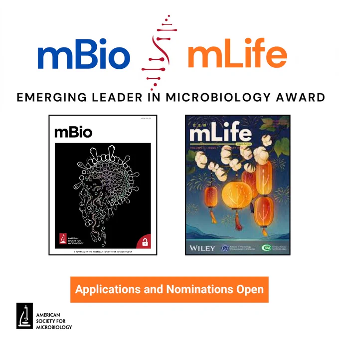 mBio-mLife Emerging Leader in Microbiology Award. Apply or nominate an outstanding early career researcher by July 31!