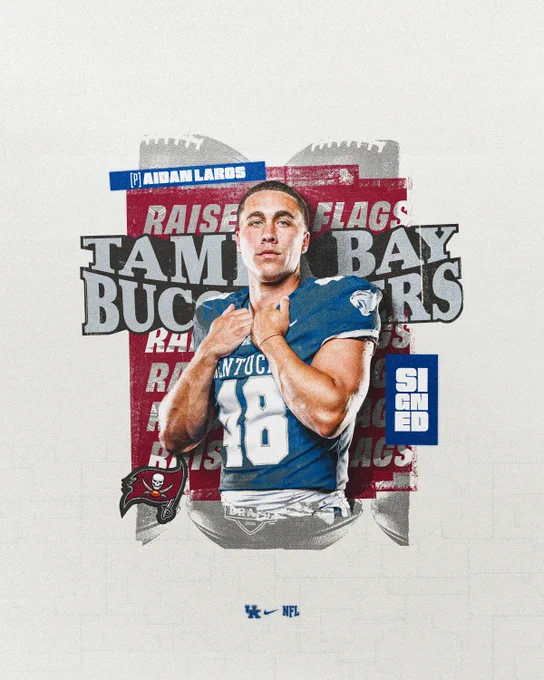 Aidan Laros has been signed as a free agent by the Tampa Bay Buccaneers. 