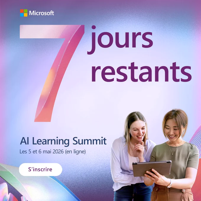 7 jours restants
AI Learning Summit 
Les 5 et 6 mai 2026 (en ligne)

S'inscrire