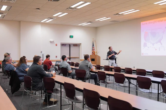Participants hear the latest drought updates at a workshop.