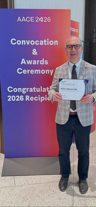 Dr. Mansur Shomali was appointed as a fellow of the American College of Endocrinology (FACE) at the American Association of Clinical Endocrinology (AACE) annual meeting in Las Vegas.