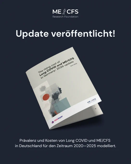 Ein Buchcover mit dem Titel "The rising cost of Long COVID and ME/CFS in Germany: 2020 update" von der ME/CFS Research Foundation.