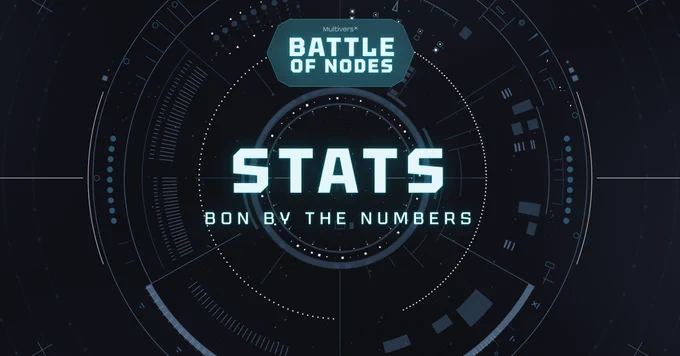 Dark futuristic graphic featuring "BATTLE OF NODES" and "STATS" with digital elements, suggesting a tech-focused competition or analysis.
