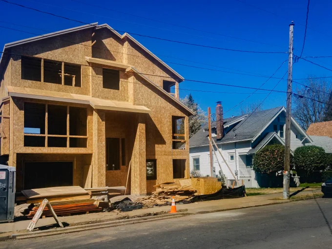 This shows a single-family home under construction.