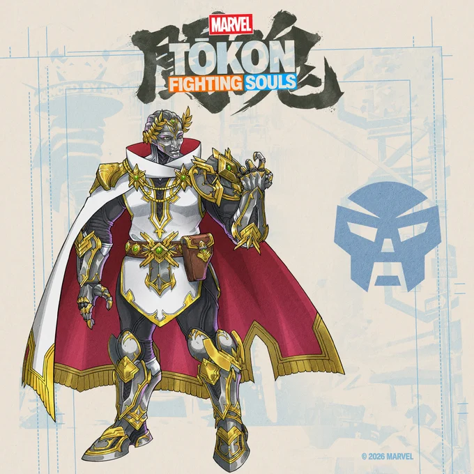 A detailed look at the Supreme Ruler costume for Doctor Doom, plus character icon.
