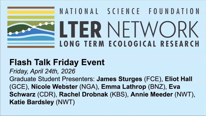 Title slide with LTER logo, date of event (April 24, 2026) and names of presenters.