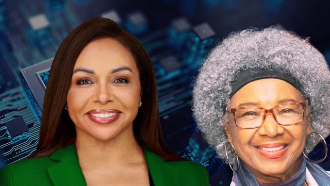 UMGC Alum Tiffany Tremont ’18 MS, DSc, CEO & Founder, Silotech Group on the left; Loyce Pailen ’05 DM, senior director, Center for Security Studies on the right