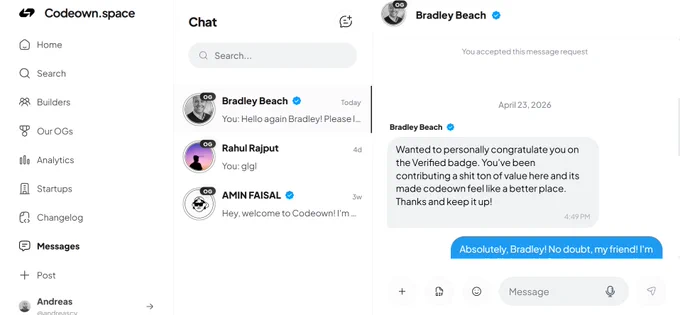 Kindness towards Andreas Christodoulou on Codeown.Space