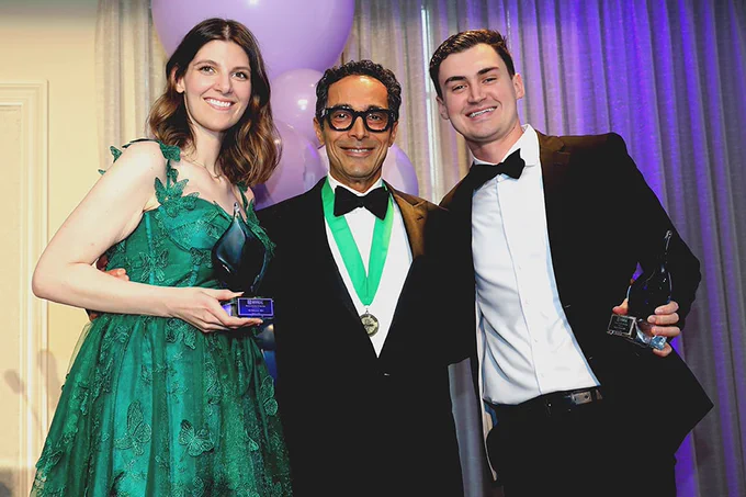 Lily Robistow (left), OSMA Immediate Past President Sumit Nanda, M.D. (middle) and Reagan Amason (right) pose at the Oklahoma State Medical Association's 2026 Inaugural Gala. Photo provided.
