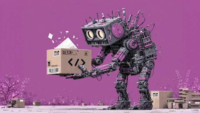 A robot holding a box