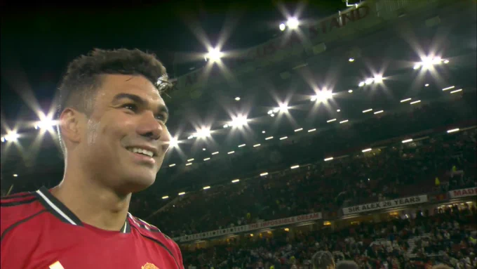 Casemiro smiles after the final whistle.