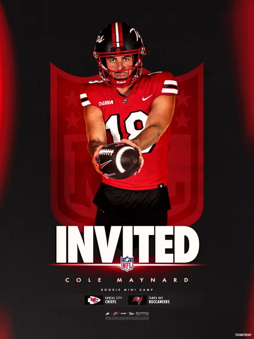 Cole Maynard NFL Rookie Minicamp with Kansas City Chiefs and Tampa Bay Buccaneers invitation accepted