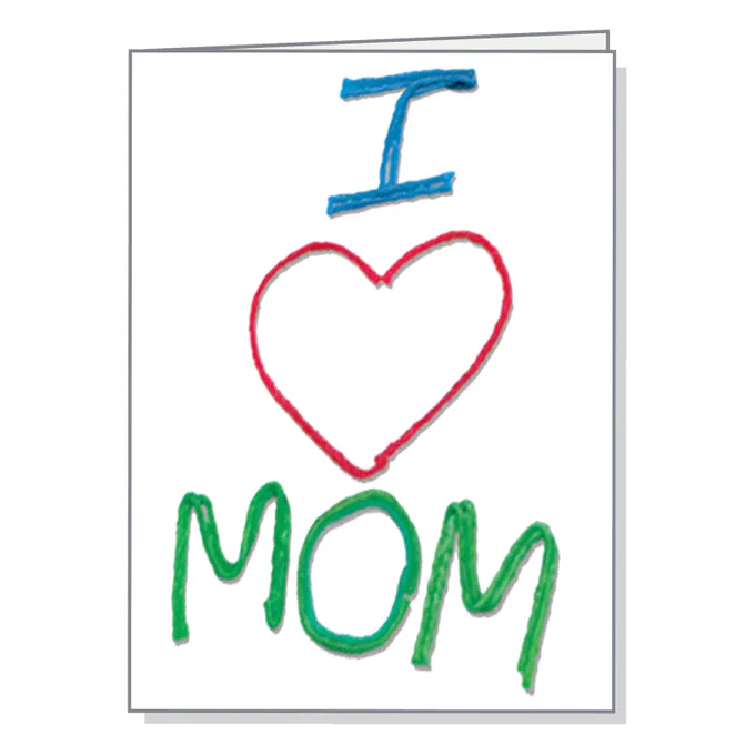 I Love Mom! Greating card created with Wikki Stix.