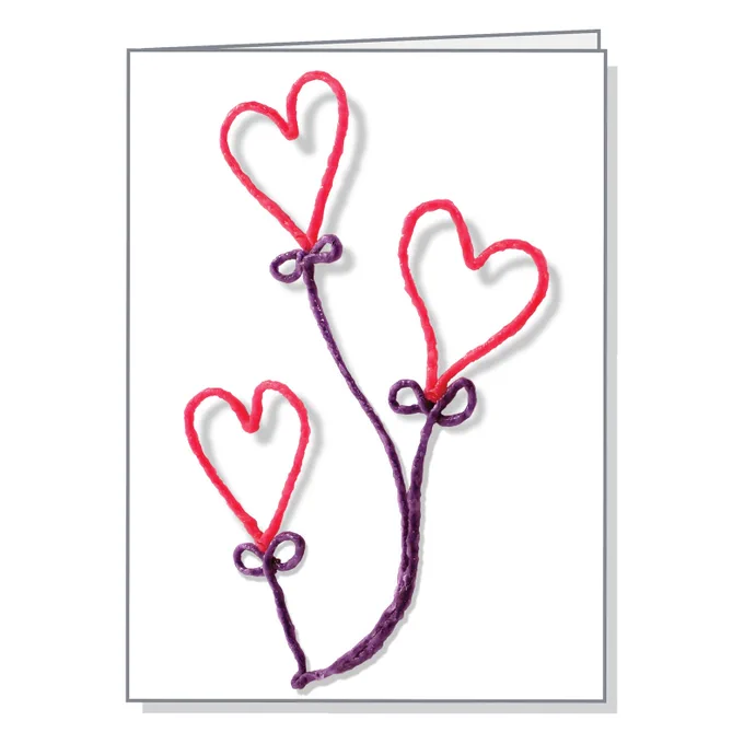 Heart greating card created with Wikki Stix.