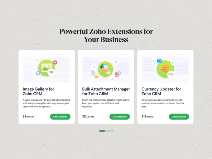 card design for zoho extension