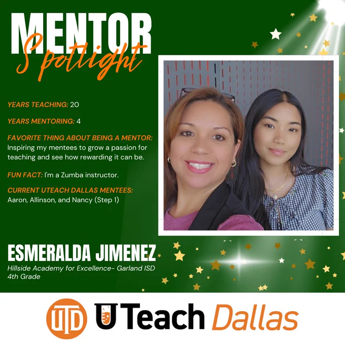 4 year Mentor Esmerelda Jimenez at Hillside Academy - Garland ISD spotlight 