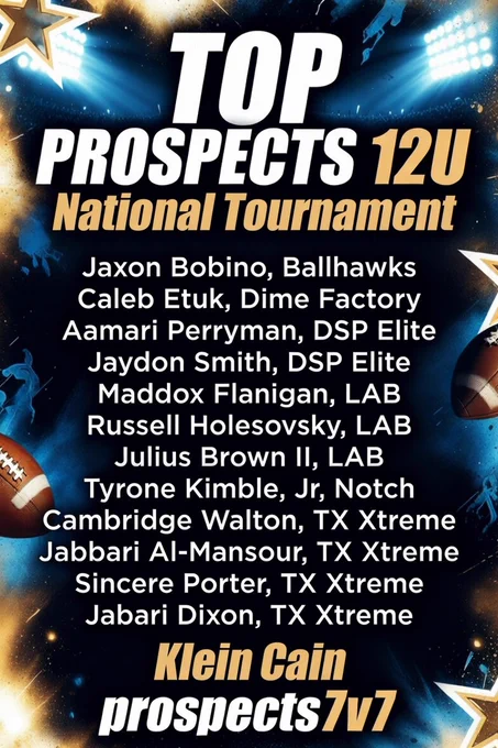 Top Prospects from 12U National Tournament held at Klein Cain, Prospects7v7.