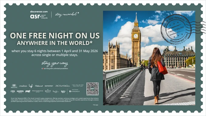 Ascott Star Rewards invites members to celebrate its 7th anniversary - offering a complimentary free night with a minimum of six qualifying nights across participating ASR properties from April to May 2026.