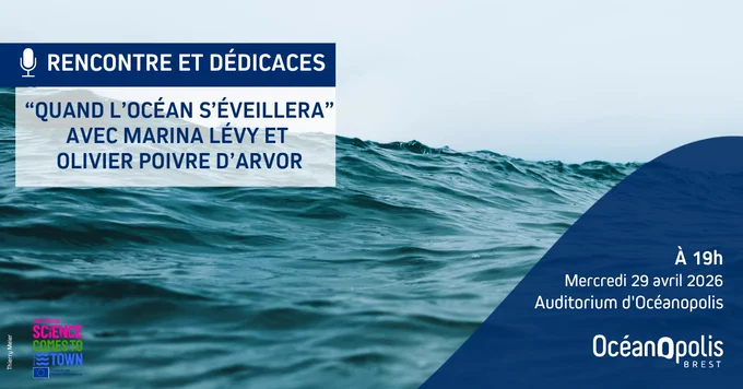 Marina Lévy, docteure en océanographie et directrice de recherche au CNRS, et Olivier Poivre d’Arvor, ambassadeur de France chargé des pôles et de l’Océan, partageront leur analyse de la situation actuelle des océans.