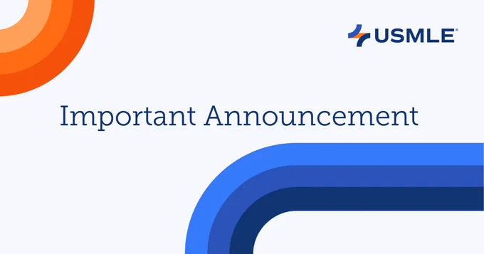 The image features the USMLE logo and the text "Important Announcement."